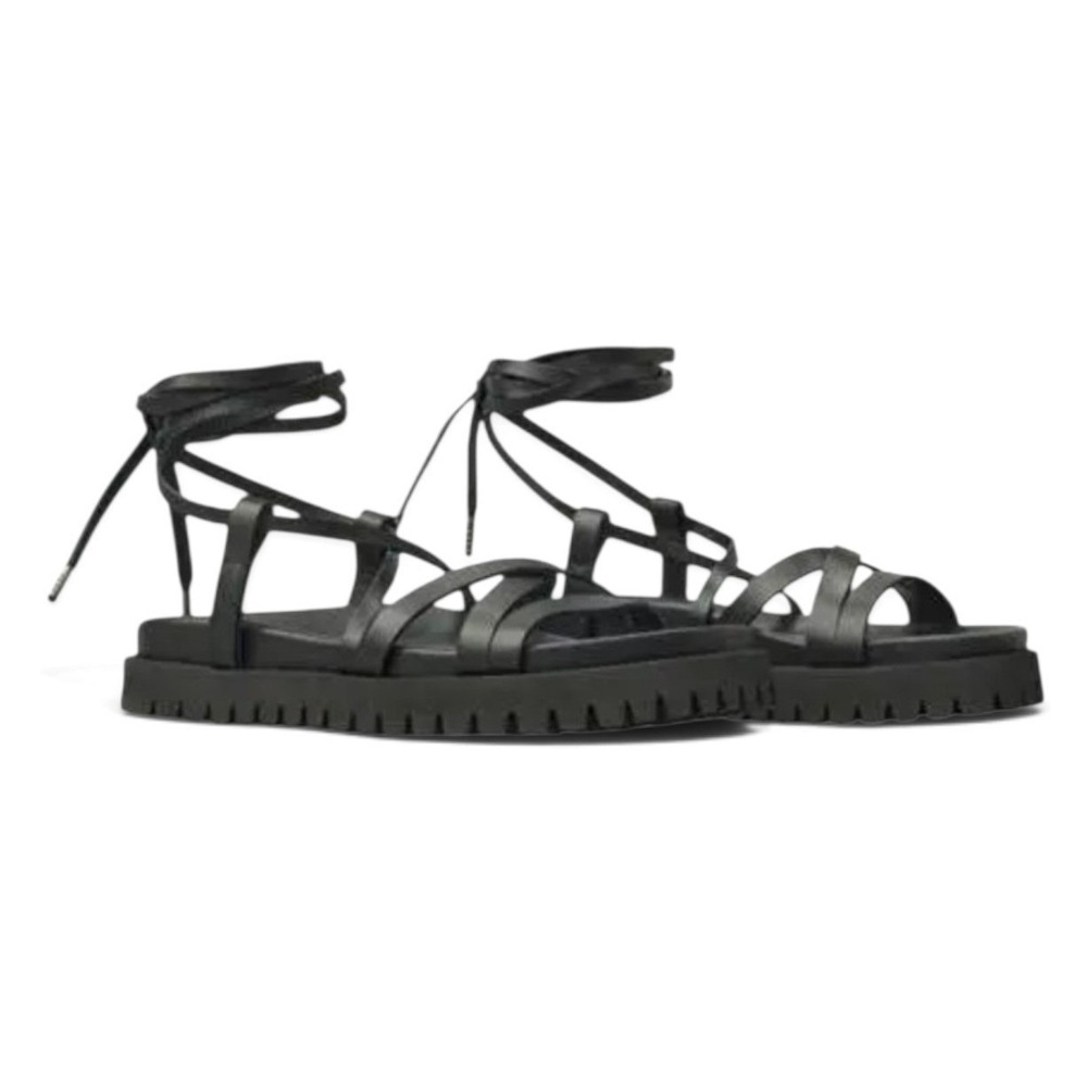 LITA by Ciara Black Leather Gladiator Lug Sole Sandals Goth Bikercore EU 39 NIB